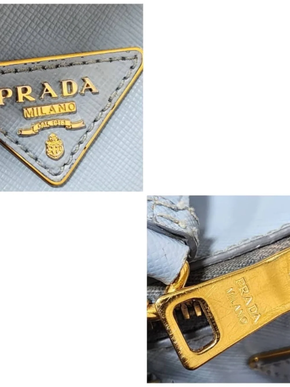 Authentic PRADA Saffiano Lux Small Promenade Tote Bag Blue